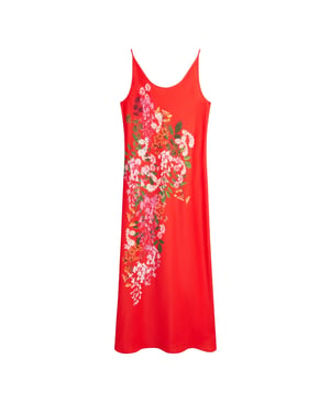 Ted Baker Melmae Printed Scoop Neck Red Slip Dress