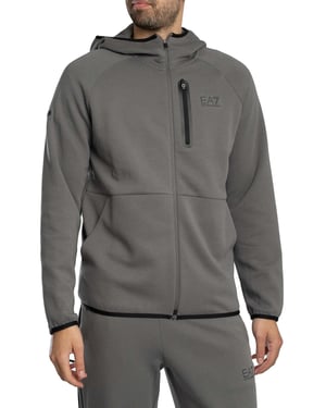 EA7 Dynamische Atleet Hoodie Met Rits, Grijs