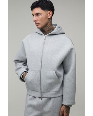 Tall Oversized Boxy Zip Through Scuba Hoodie