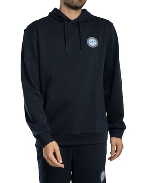 EA7 Pullover Hoodie Met Logopatch, Blauw