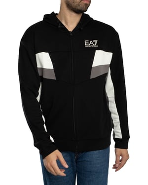 EA7 Logo Jersey Zip Hoodie, Zwart