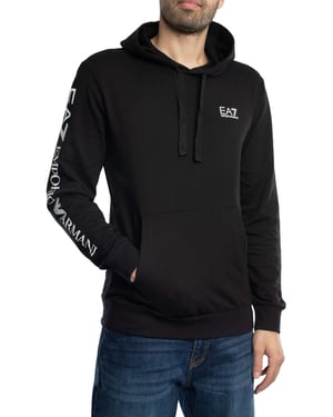 EA7 Chest Logo Pullover Hoodie, Zwart
