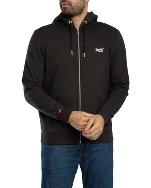 Superdry Essentiële Hoodie Met Logorits, Zwart