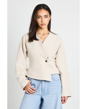 Gold Button Long Sleeve Wrap Top
