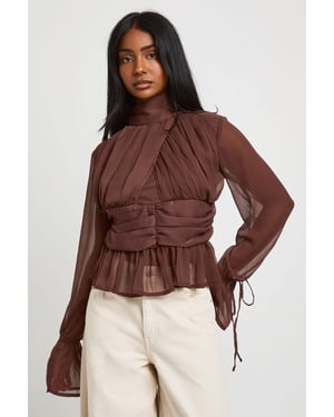 Gathered Blouson Sleeve Blouse