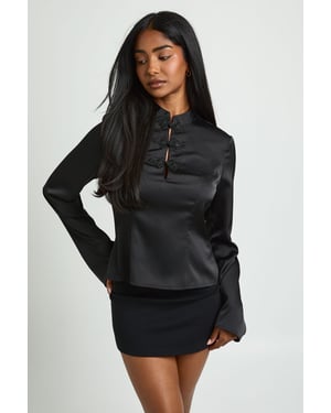 Trim High Neck Blouse