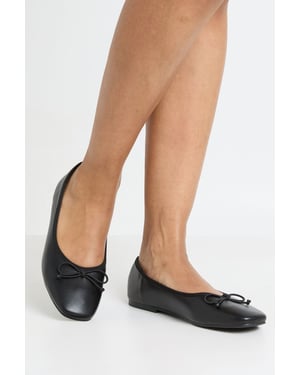 Bow Detail Square Toe Ballet Flats