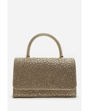 Where's That From Womens Harixa Diamante Studded Metallic Top Handle Grab Bag