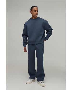 Oversized Boxy Crew Neck Scuba Sweatshirt And Straight Leg Tracksuit