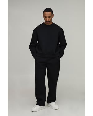 Oversized Boxy Crew Neck Scuba Sweatshirt And Straight Leg Tracksuit
