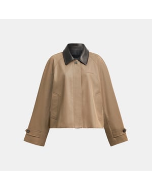 Swing Trench Coat With Leather Collar