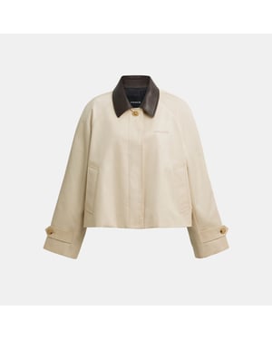 Swing Trench Coat With Leather Collar
