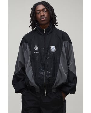 Oversized Funnel Neck Circa 98 Crest Colour Block Track Jacket