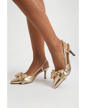 Bow Detail Slingback Pointed Court Heels