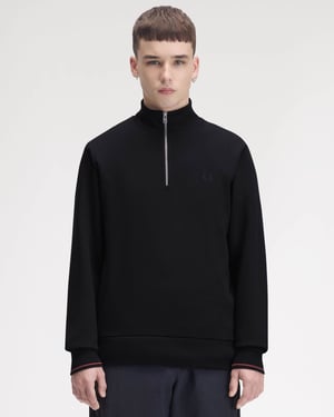 Regular Fit Long Sleeve Logo Detail Sweatshirt in Black