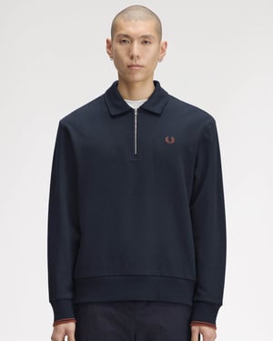 Relaxed Fit Long Sleeve Logo Detail Sweatshirt in Navy