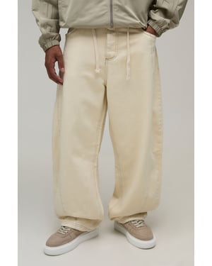 Panelled Rope Belted Barrel Fit Jeans