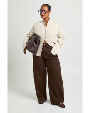 Plus High Waist Seam Detail Barrel Jean