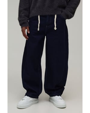 Panelled Rope Belted Barrel Fit Jeans