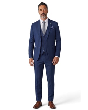 Blauw formeel driedelig pak voor heren, getailleerd, effen - IM4