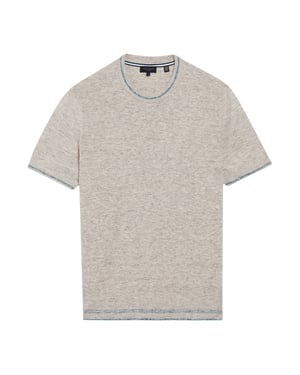 Ted Baker Eriks Regular T-shirt Met Textuur Aan De Voorkant, Naturelkleurig