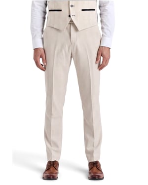 Crème geruite herenpantalon, formele broek - Regent