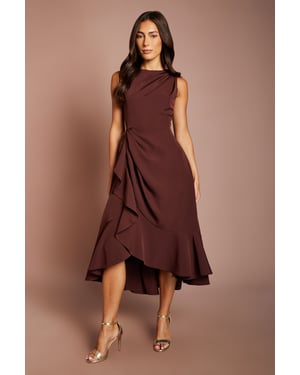 Crepe Ruffle Dress With Low Back