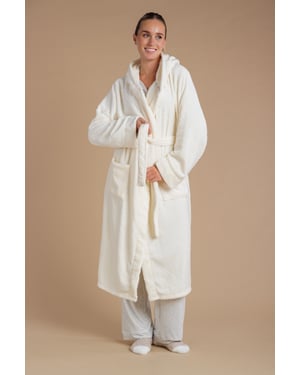 Ivory Quilted Hooded Dressing Gown