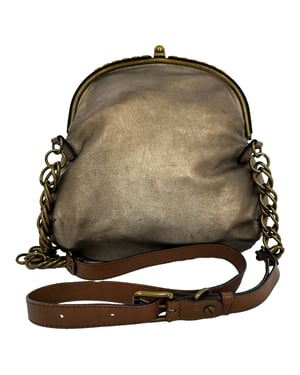 Marni Vintage Evening Clutch Bag in Metallic Gold Leather