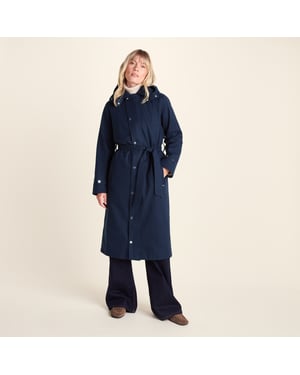 Jemima Womens Waterproof Longline Belted Trench Coat - Navy Melange