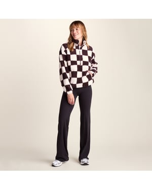 Sara Womens Relaxed Fit Sherpa Fleece Zip Neck - Huckleberry Checkerboard
