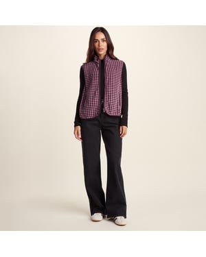 Firth Womens Gingham Midweight Microfleece Gilet - Mauve Gingham