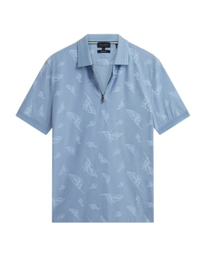 Ted Baker Neyack Feather Jacquard Zip Blå Pikétröja