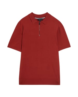 Ted Baker Daldin Rayon Zip Dark Brown Polo Shirt