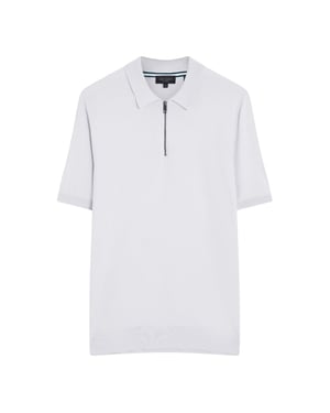 Ted Baker Daldin Rayon Zip Pale Blue Polo Shirt