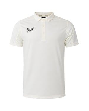 Castore Logo Mens Off White Cricket Polo Shirt