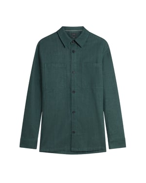 Ted Baker Shaww Delave Linen Dark Green Overshirt