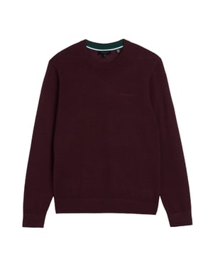 Ted Baker Liblo Merino Branded Crewneck Maroon Jumper