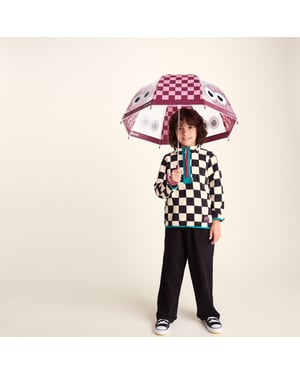 Romney Kids Shaun the Sheep Umbrella - Beetroot/Candy Floss Checkerboard