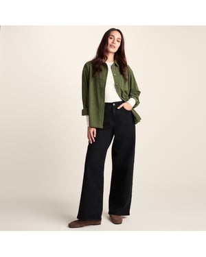 Harriet Womens High Rise Wide Leg Jeans - Black Denim