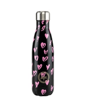 Hype 500ml Scribble Hearts Black/Pink Water Bottle