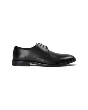Paul Andrew Men's Black Classic Plain Toe Derby Shoes - Henley