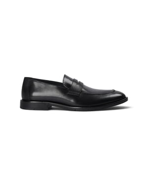 Paul Andrew heren penny loafers van zwart leer met moc toe-neus - Ted