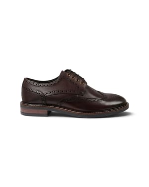 John White Men's Brown Leather Wingtip Brogue Lace-Up Shoes-Stokes