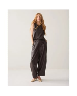 Summum 4s3043-12526 754 balloon trouser soft faux leather dark chocolate