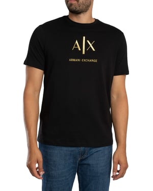 Armani Exchange Slank Grafisch T-Shirt, Zwart