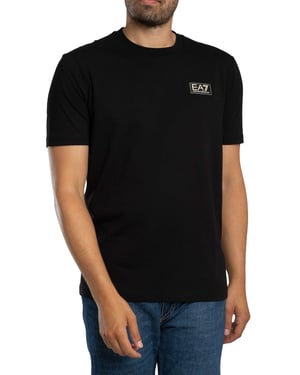 EA7 Normale T-Shirt Met Boxlogo Op De Borst, Zwart