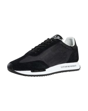 EA7 Mesh Sneakers Met Groot Logo, Zwart