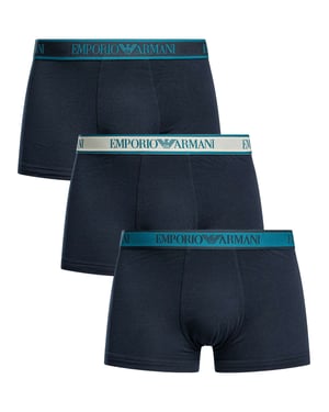 Emporio Armani Katoenen Stretchstrunks Van 3 Stuks, Blauw