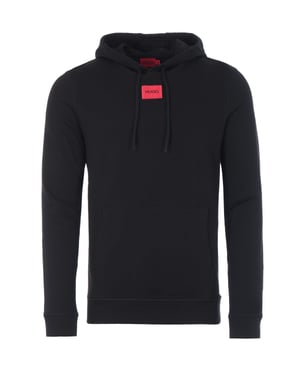 HUGO Logo Patch Sustainable Hooded Sweatshirt - Black